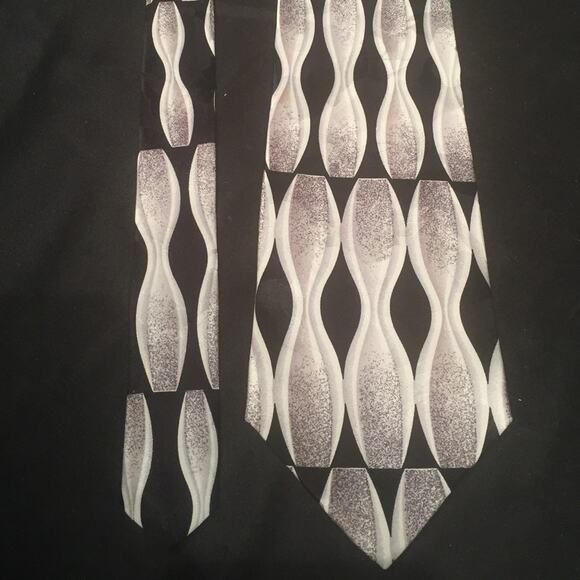 Zylos George Machado 100% Silk Neck Tie Men's Business Executive Black Gray - Picture 2 of 8